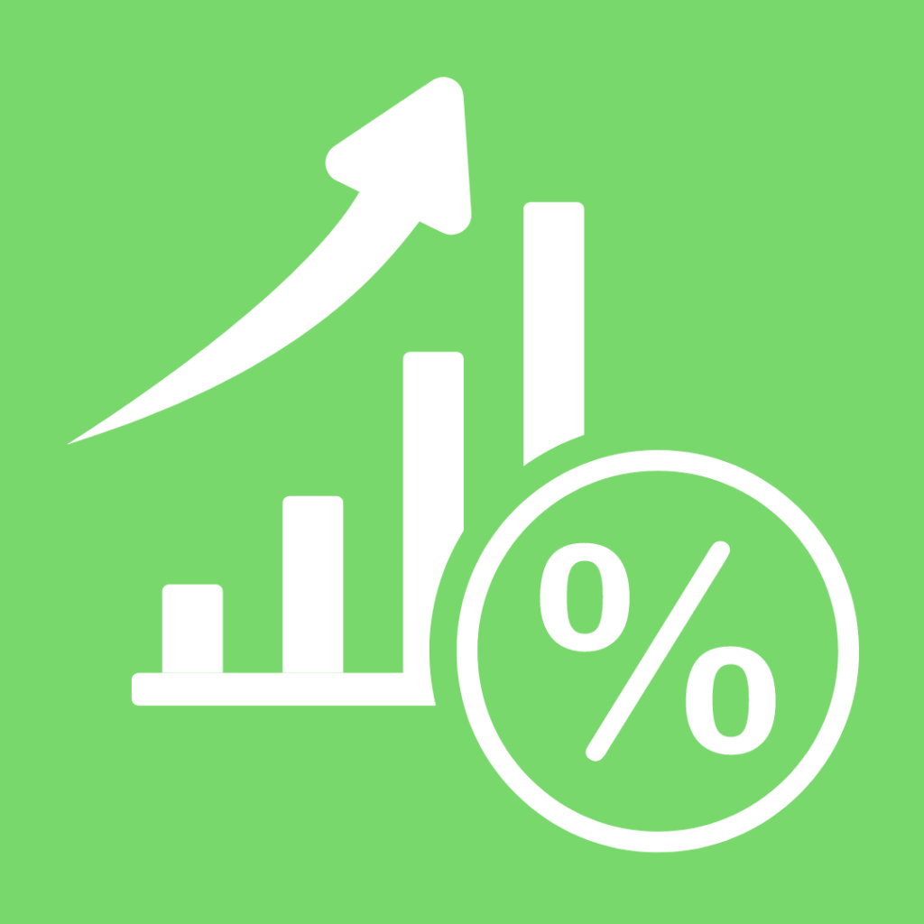 Icône de graphique en croissance avec pourcentage – symbolisant l'augmentation des revenus et les gains financiers avec De la finance.